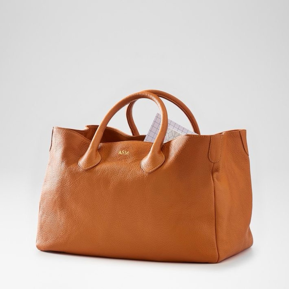 Mark & Graham Tan Leather Elisabetta Slouch Leather Tote Bag Made in Italy 🇮🇹 - Picture 3 of 12